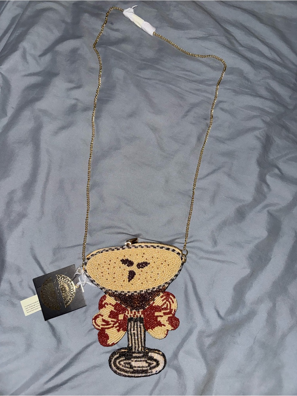 Beaded Espresso Martini Glass Crossbody Bag with Bow Detail Handmade in India